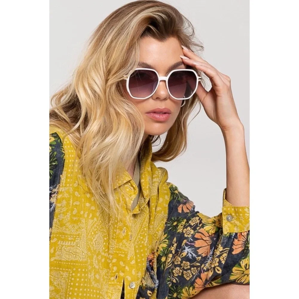 POL White Trendy Oversized Fashion Sunnies